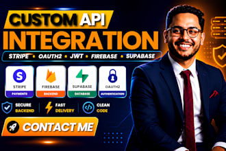 integrate stripe API, oauth2, jwt auth, social login, supabase and firebase