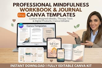 design therapy workbook mindfulness journal canva ebook template