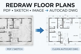 redraw floor plans and convert pdf to autocad dwg