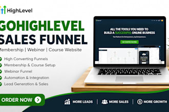build gohighlevel sales funnel, membership, webinar and course website