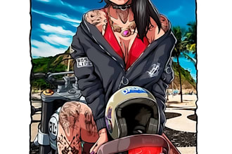 draw a custom gta vector cartoon character and streetwear illustration