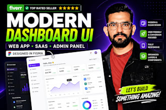 design modern dashboard UI, web app, saas UI UX, CRM and admin panel in figma