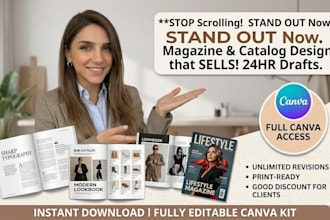 design magazine layout, product catalog, brochure, lookbook, company profile