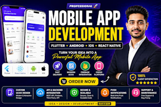 develop modern mobile app using flutter, react native, android and ios net maui