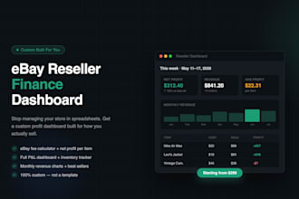 build a custom profit and finance dashboard for ebay resellers