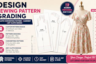 design sewing pattern grading cloth converting pattern garment any cloth design