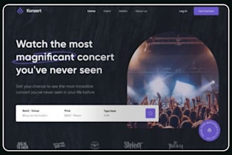 design an event ticket listing website party ticket listing landing page website