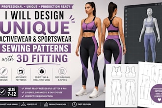 design unique activewear and sportswear sewing patterns with 3d fitting