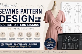 professional sewing pattern design, digital pattern making for fashion clothing