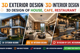do 3d exterior design 3d interior design 3d design of house cafe restaurant