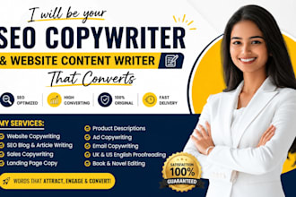 write SEO website copy sales copy and UK US english content that converts