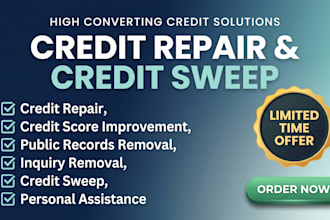 expert credit sweep and repair your credit report, boost score, inquiry removal