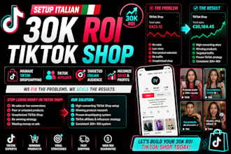setup italian 30k ROI tiktok shop manage tiktok dropshipping tiktok affiliate