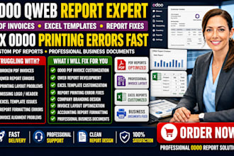 customize odoo PDF invoices qweb reports excel templates fix report print error