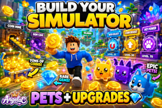create a roblox simulator game with UI, pets and upgrades