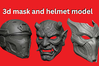 sculpt 3d cosplay mask, 3d armor design, 3d mask and 3d helmet for 3d printing