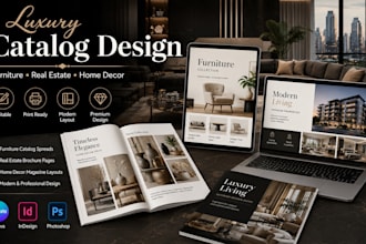 design modern product catalog, furniture brochure and home decor sales catalog