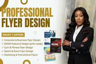 design a professional flyer, eddm postcard, business, gym, and sport flyer