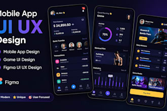 design mobile app, mobile app ui ux design, game ui design, figma ui ux