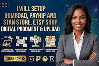 setup gumroad payhip and stan store etsy shop digital product fulfillment upload