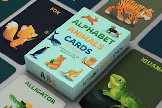 design card game memory card kids educational playing card flashcard box mockup