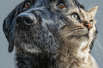 awesome custom pet portrait, dog portrait, cat portrait