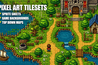 create pixel art tileset sprite sheet top down game environment pixel background