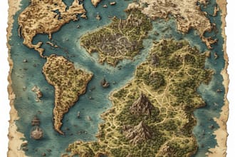 create a high quality detailed fantasy map for dnd and fiction