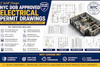 design NYC dob approved code compliant electrical permit drawings