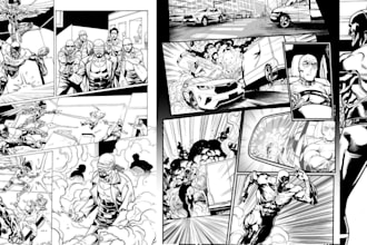 draw high action superhero webtoon, manhwa, or manga comic pages