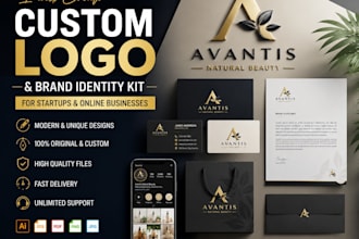 custom logo and brand identity branding kit for startups and online