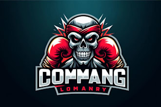 create amazing skull boxing gloves head mascot logo with unlimited revisions