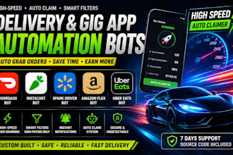 develop doordash bot, instacart bot, spark driver bot, amazon flex bot
