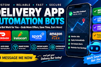 develop doordash bot, instacart bot, spark driver bot, amazon flex bot