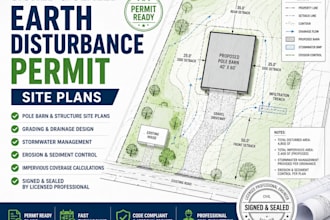 prepare signed and sealed earth disturbance permit site plans