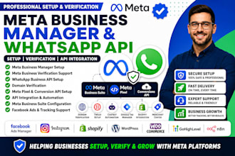 setup meta business manager whatsapp API meta verification domain verification