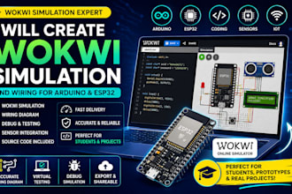 create wokwi simulation and wiring for arduino esp32 projects