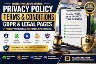 write privacy policy, terms and conditions, gdpr and legal pages