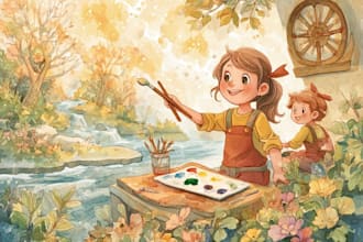 illustrate magical watercolor art for childrens books