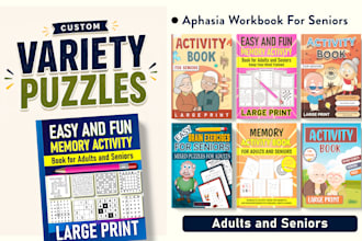 design activity puzzle crossword word search book cover for KDP
