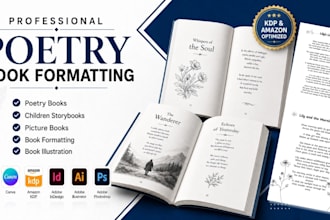 design poetry book formatting, KDP poem book, children story book illustration