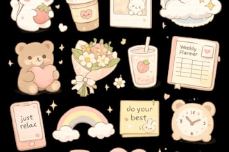 create cute aesthetic digital stikers