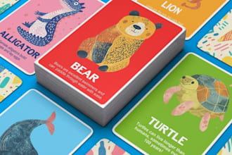 design 52 card game flashcards educational kids playing card game mockup design