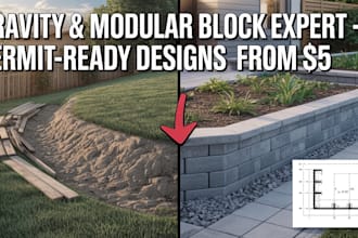 engineer a gravity or modular block retaining wall for residential landscaping