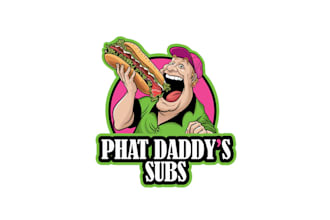 make attract daddys sub logo with pizza restaurant