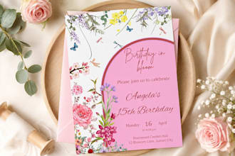 design elegant floral birthday invitation templates in canva