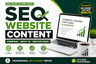write SEO website content for homepage, about us and service pages
