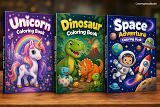 design kids coloring book cover, KDP interior and 3d mockup