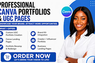 design a modern canva website, canva landing page, and ugc portfolio website