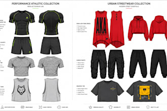 create activewear tech pack for sportswear, gym and yoga apparel manufacturers